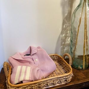Vintage Ralph Lauren pink/cream preppy knit collared sweater